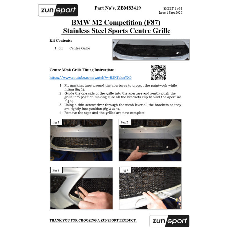 Zunsport BMW M2 Competition (F87) - Conjunto de parrillas delanteras