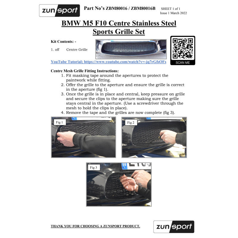 Zunsport BMW M5 F10 - Parrilla Central