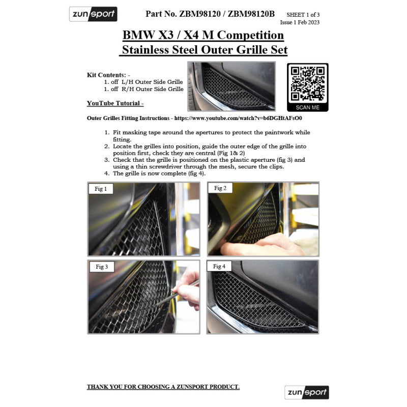 Zunsport BMW X3 / X4 M Competition - Outer Grille Set