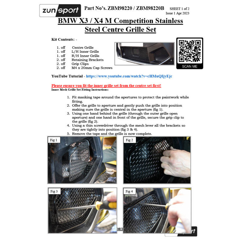 Zunsport BMW X3 / X4 M Competition - Centre Grille Set