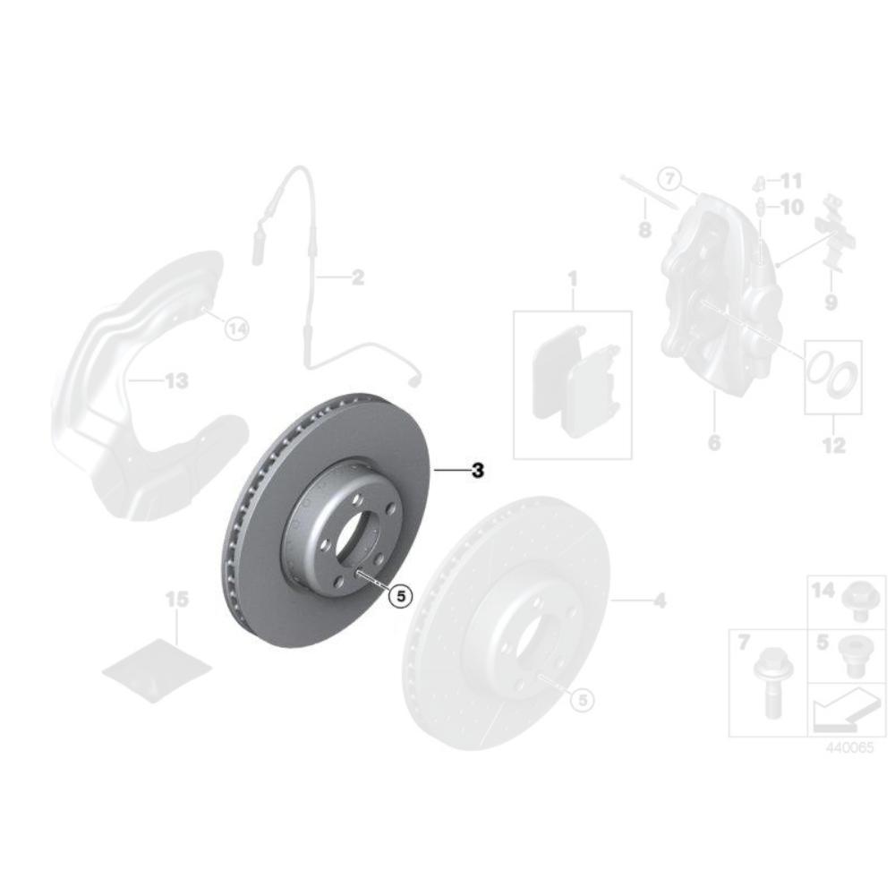 Discos de freno delanteros originales BMW de 2 piezas (370 mm) - BMW 335i, 340i F30/F31, 435i, 440i F32/F33