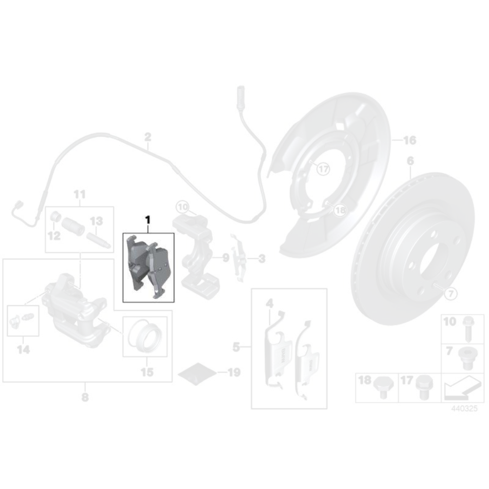 Genuine BMW Rear Brake Pads (To Suit 330mm Discs) - BMW 335i 340i F30/F31 435i 440i F32/F33