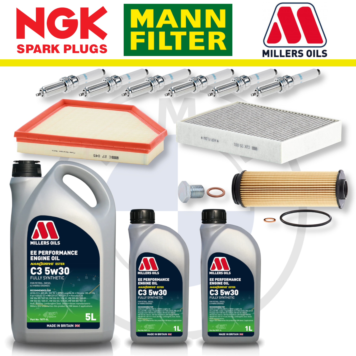 Paquete de servicio a domicilio para BMW M140i, M240i, B58, F20 y F22 - Millers Oil Premium