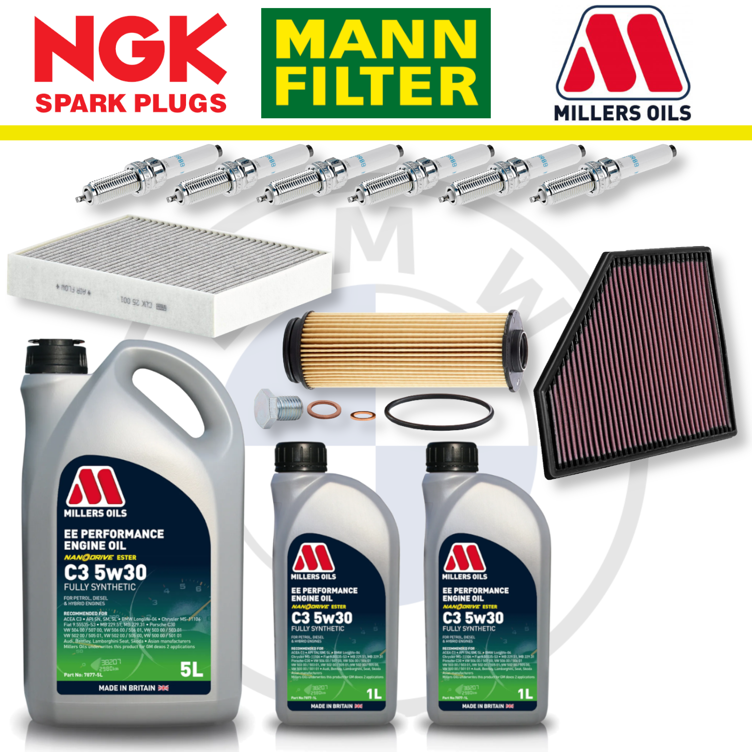 Paquete de servicio a domicilio para BMW M140i, M240i, B58, F20 y F22 - Millers Oil Premium