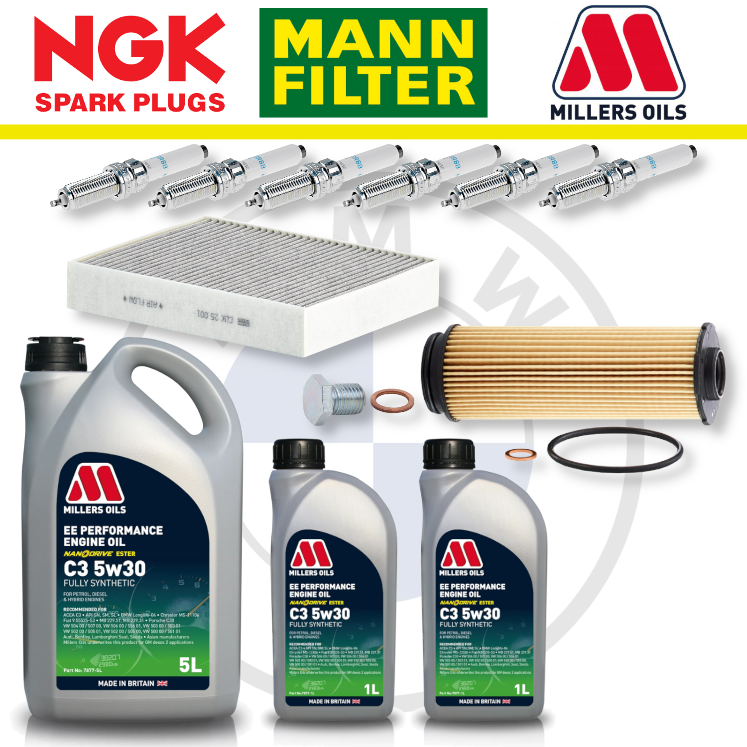 Paquete de servicio a domicilio para BMW M140i, M240i, B58, F20 y F22 - Millers Oil Premium