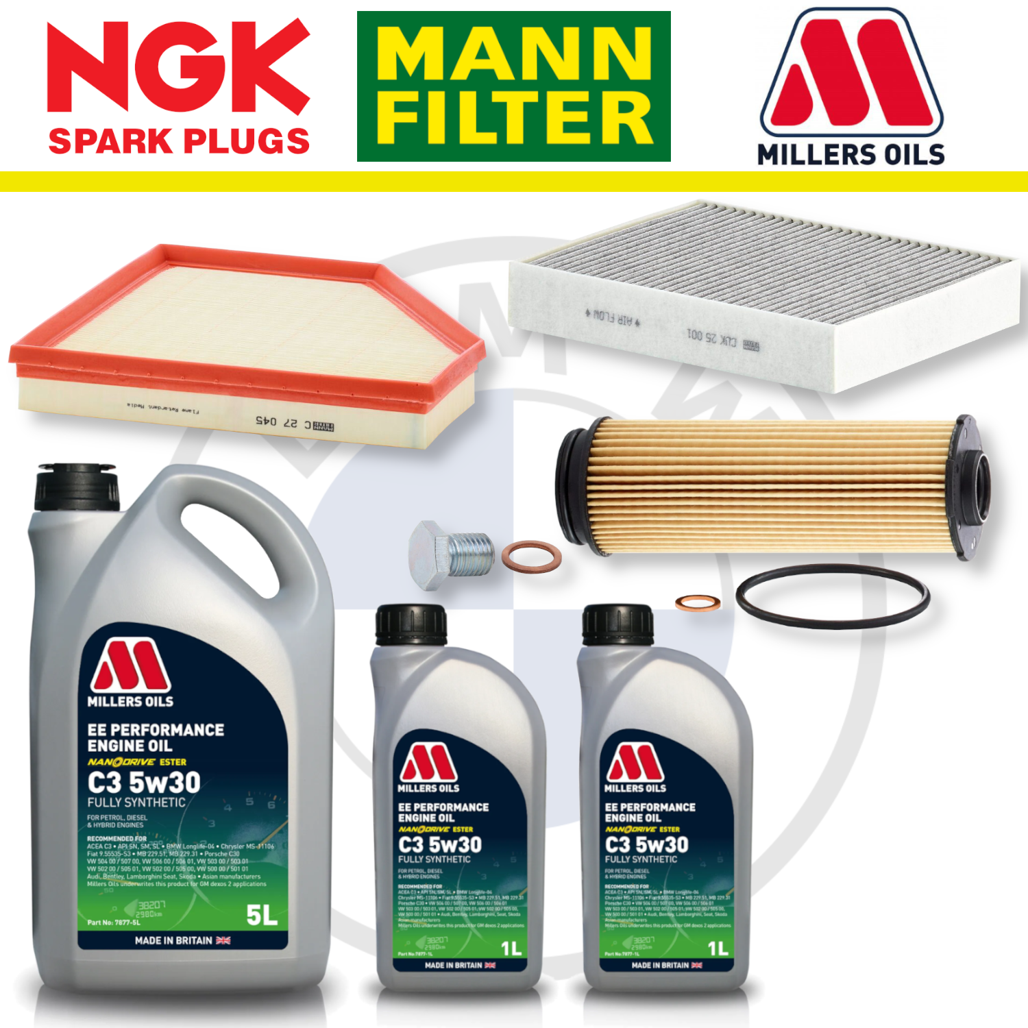 Paquete de servicio a domicilio para BMW M140i, M240i, B58, F20 y F22 - Millers Oil Premium