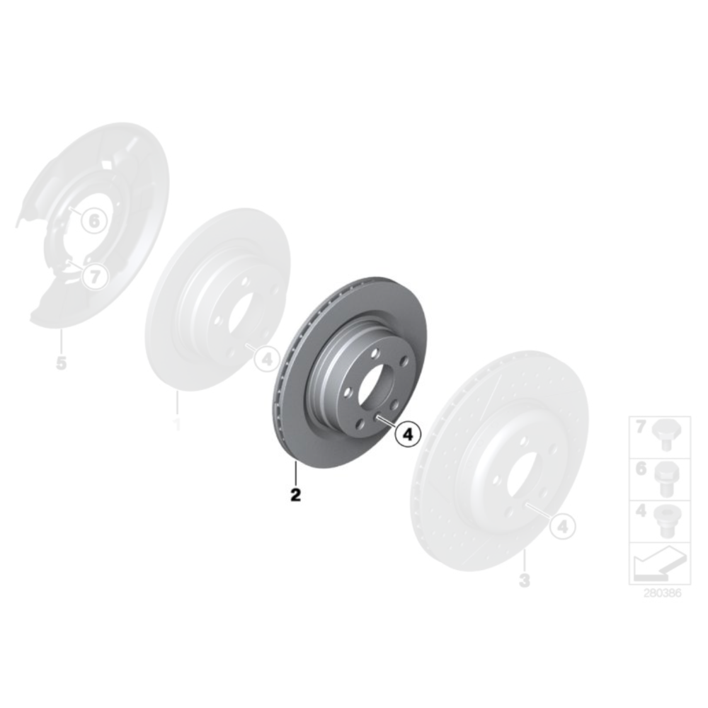 Discos de freno traseros originales BMW de 2 piezas - BMW M135i F20/F21 M235i F22/F23