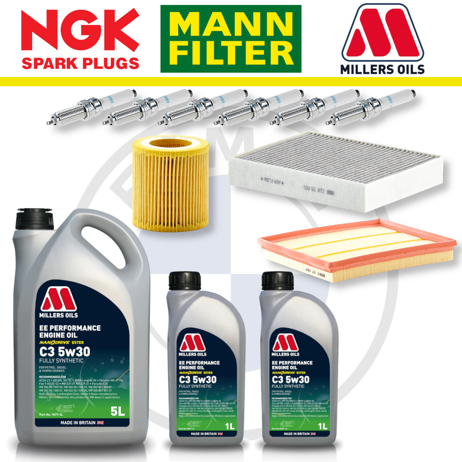 Paquete de servicio a domicilio para BMW M135i, M235i, N55, F20 y F22 - Millers Oil Premium