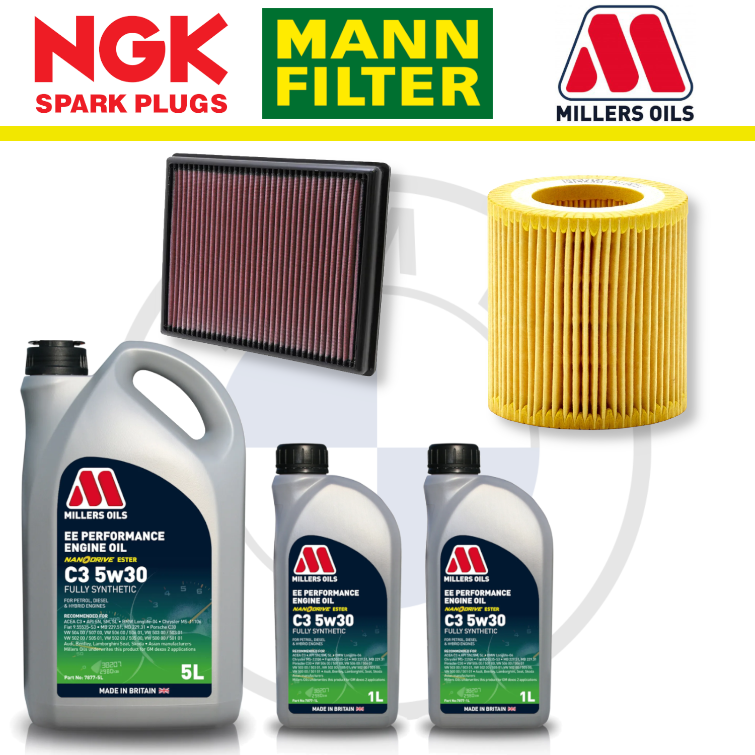 Paquete de servicio a domicilio para BMW M135i, M235i, N55, F20 y F22 - Millers Oil Premium