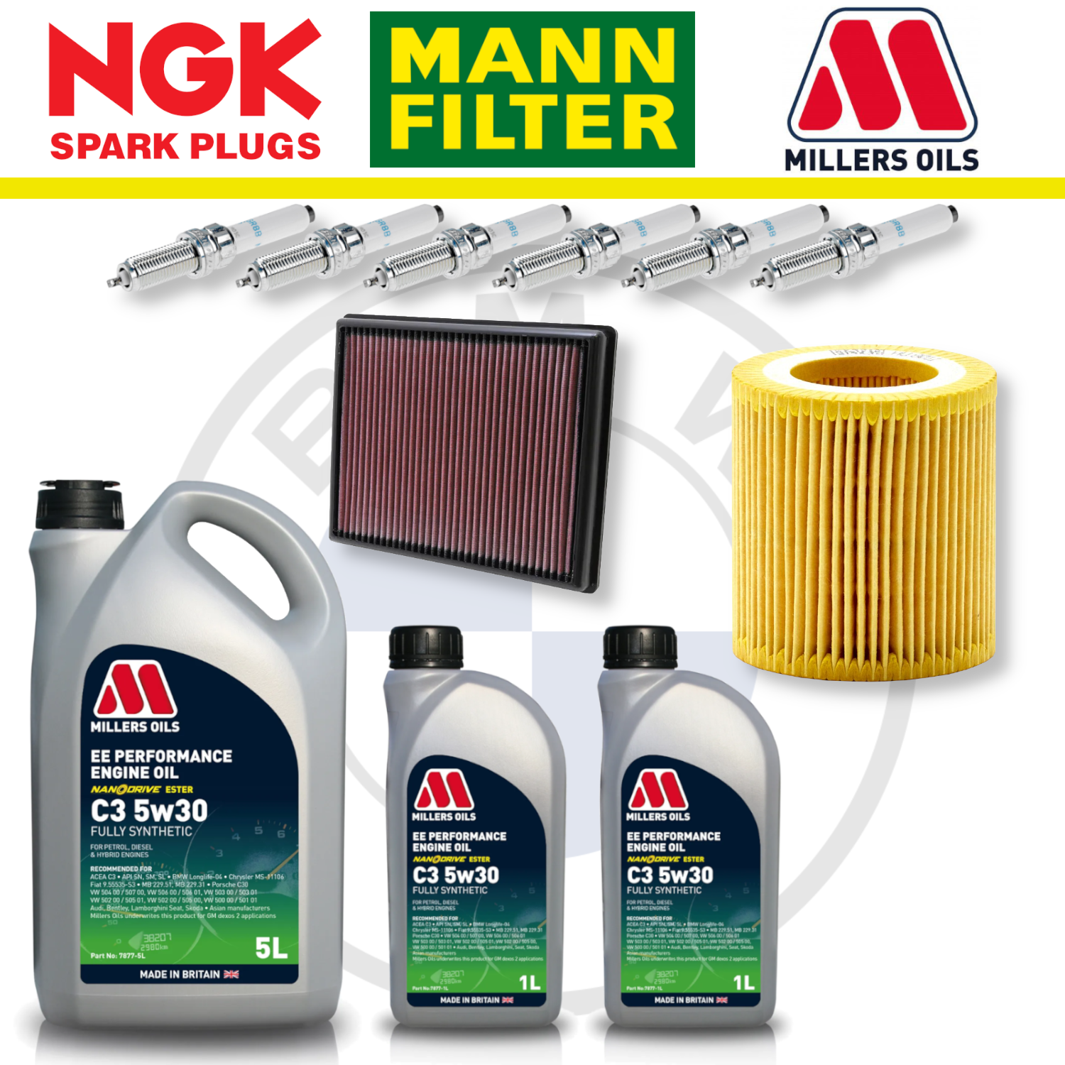 Paquete de servicio a domicilio para BMW M135i, M235i, N55, F20 y F22 - Millers Oil Premium