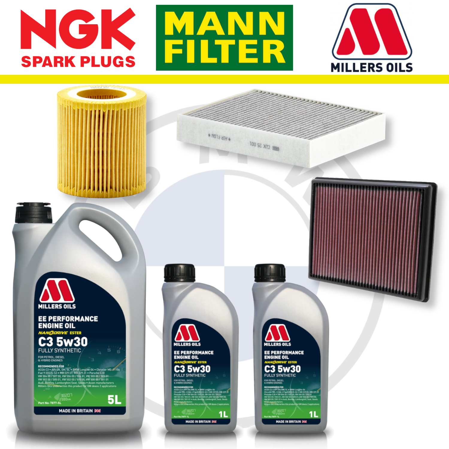 Paquete de servicio a domicilio para BMW M135i, M235i, N55, F20 y F22 - Millers Oil Premium