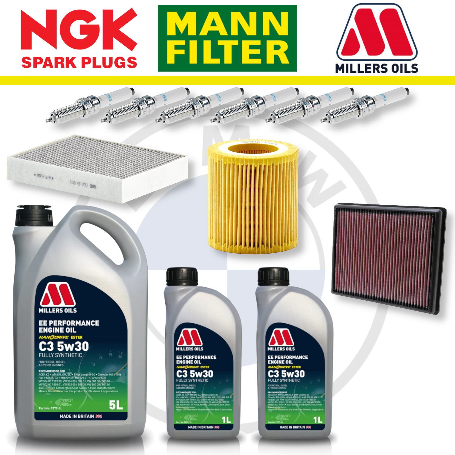 Paquete de servicio a domicilio para BMW M135i, M235i, N55, F20 y F22 - Millers Oil Premium