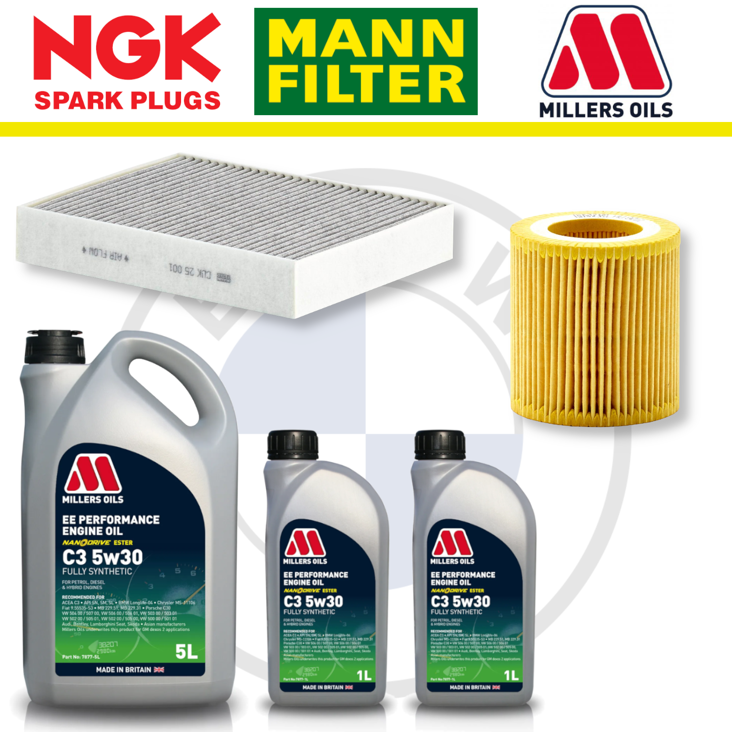 Paquete de servicio a domicilio para BMW M135i, M235i, N55, F20 y F22 - Millers Oil Premium