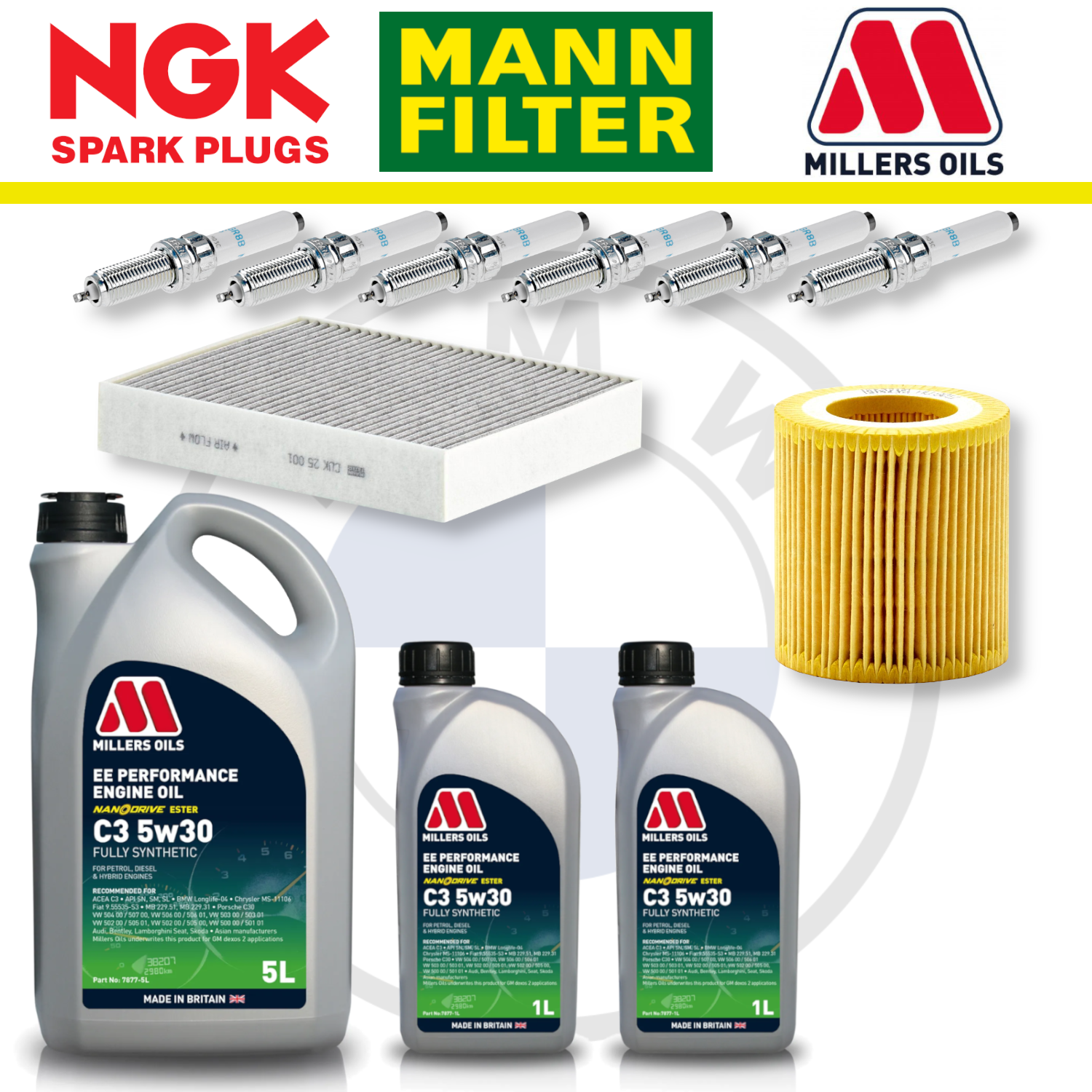 Paquete de servicio a domicilio para BMW M135i, M235i, N55, F20 y F22 - Millers Oil Premium