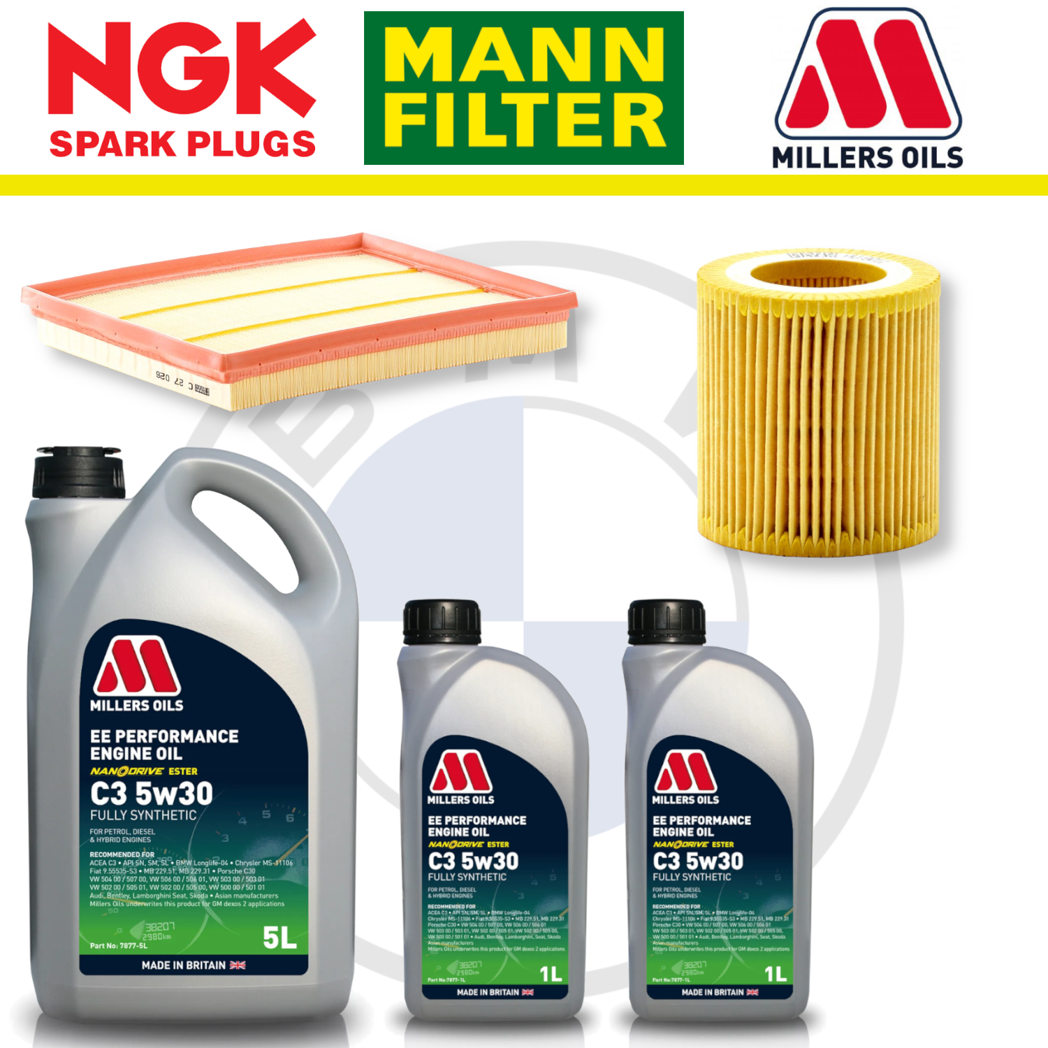 Paquete de servicio a domicilio para BMW M135i, M235i, N55, F20 y F22 - Millers Oil Premium