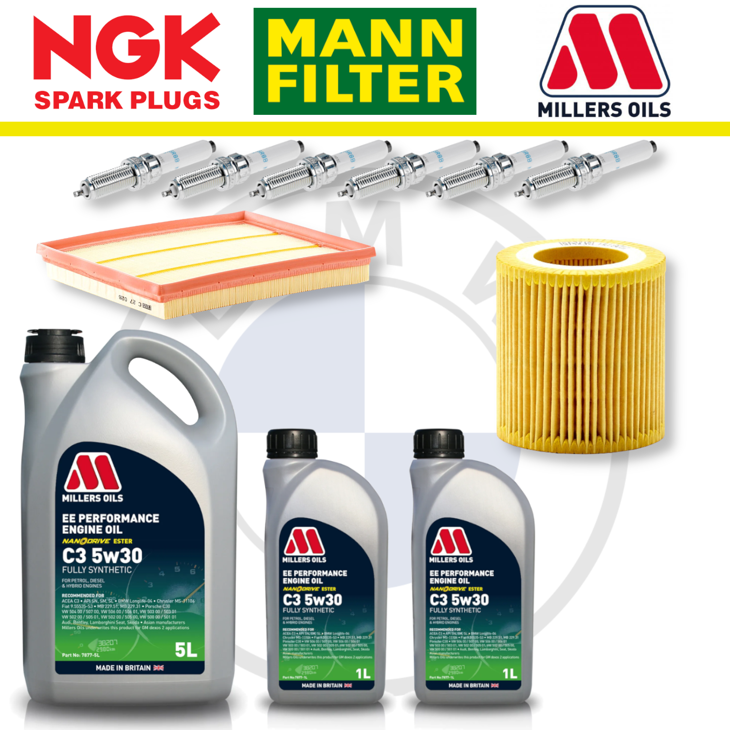 Paquete de servicio a domicilio para BMW M135i, M235i, N55, F20 y F22 - Millers Oil Premium