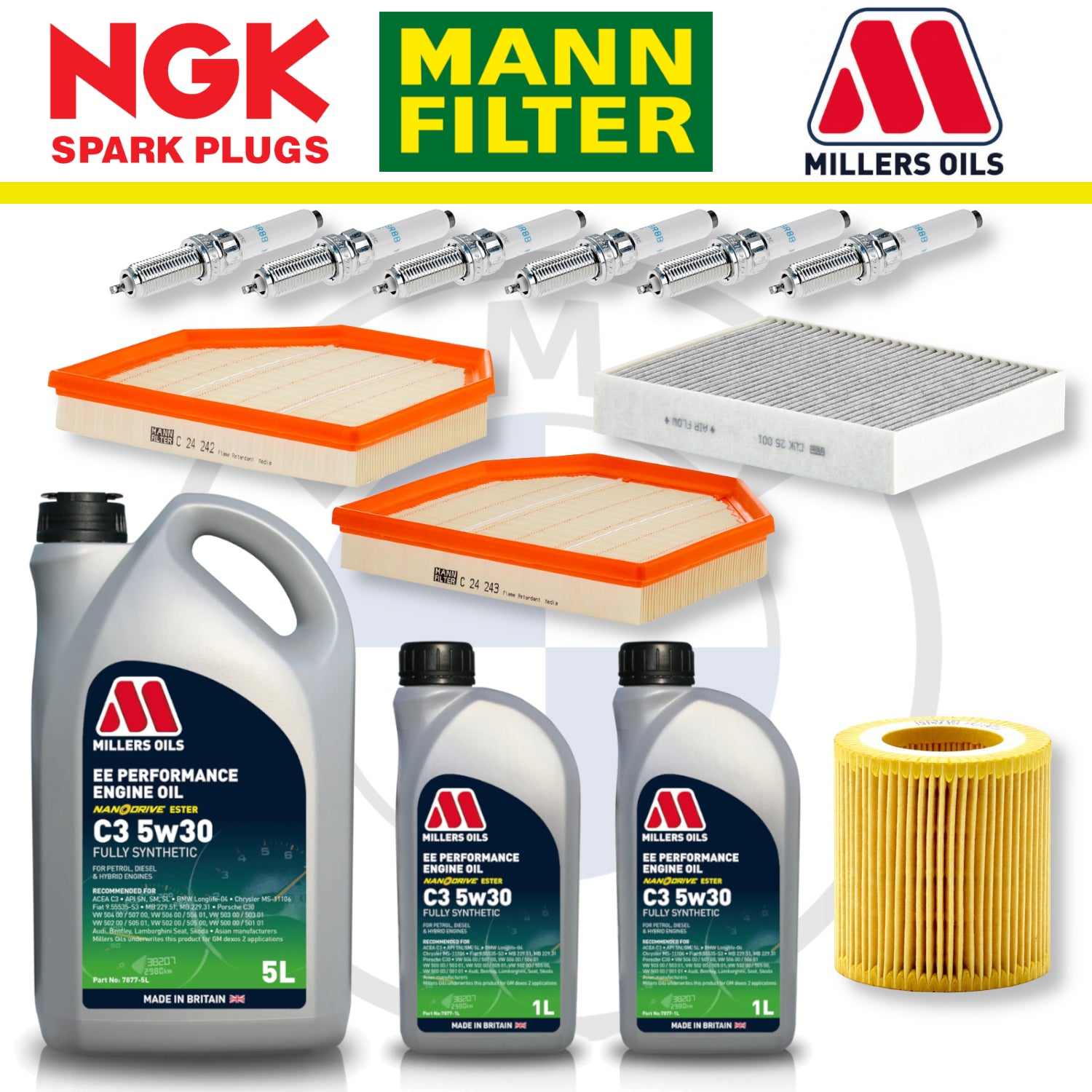 BMW M2 M3 M4 S55 F87 F80 F82 Home Service Pack - Millers Oil Premium