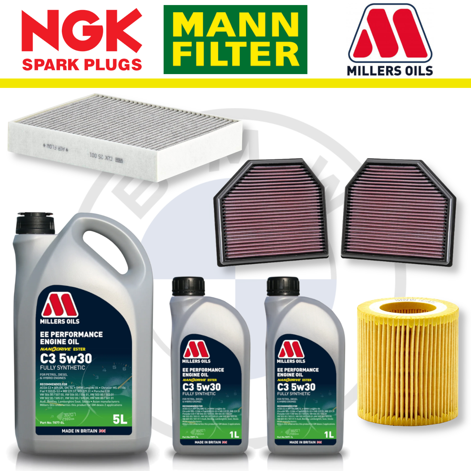 BMW M2 M3 M4 S55 F87 F80 F82 Home Service Pack - Millers Oil Premium