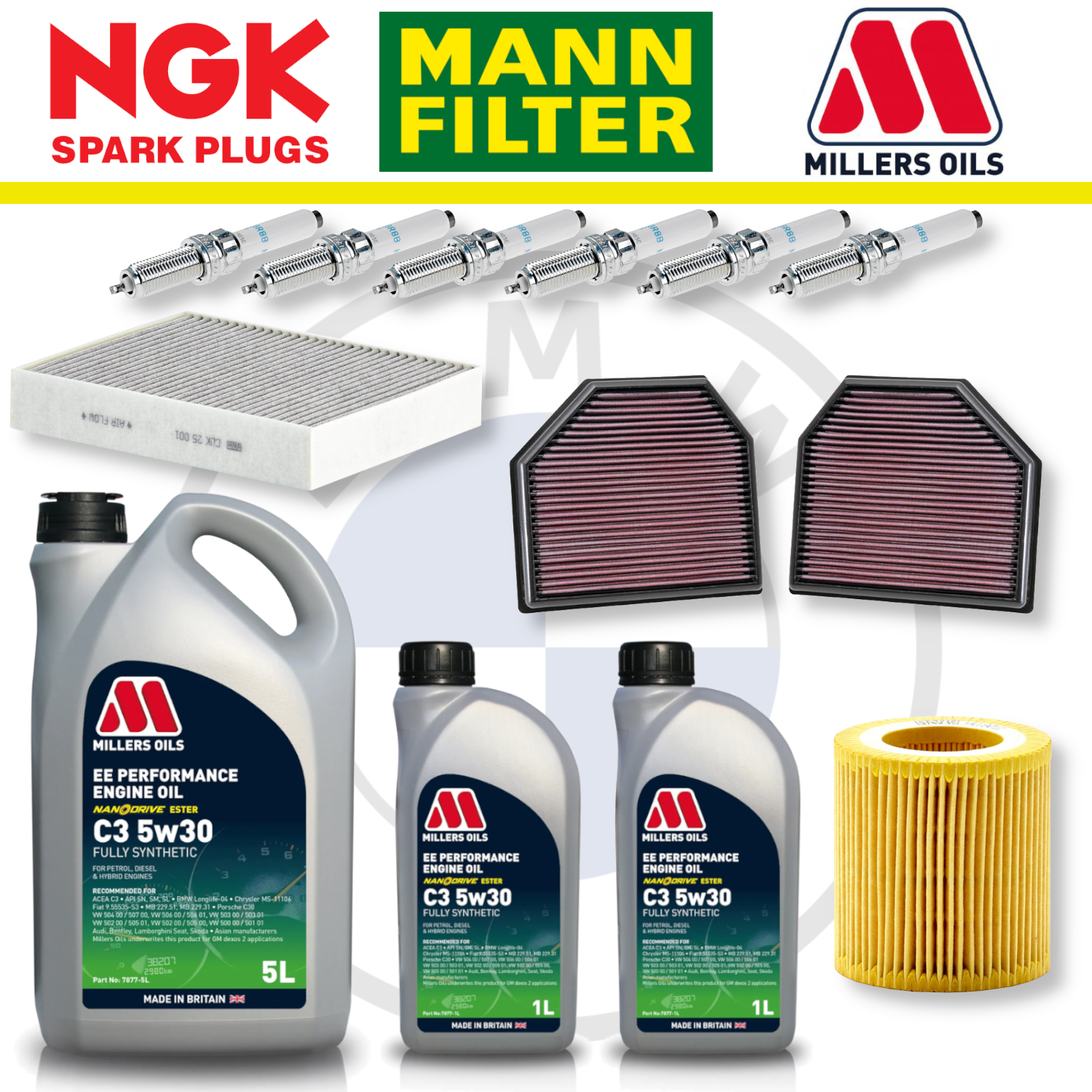 BMW M2 M3 M4 S55 F87 F80 F82 Home Service Pack - Millers Oil Premium