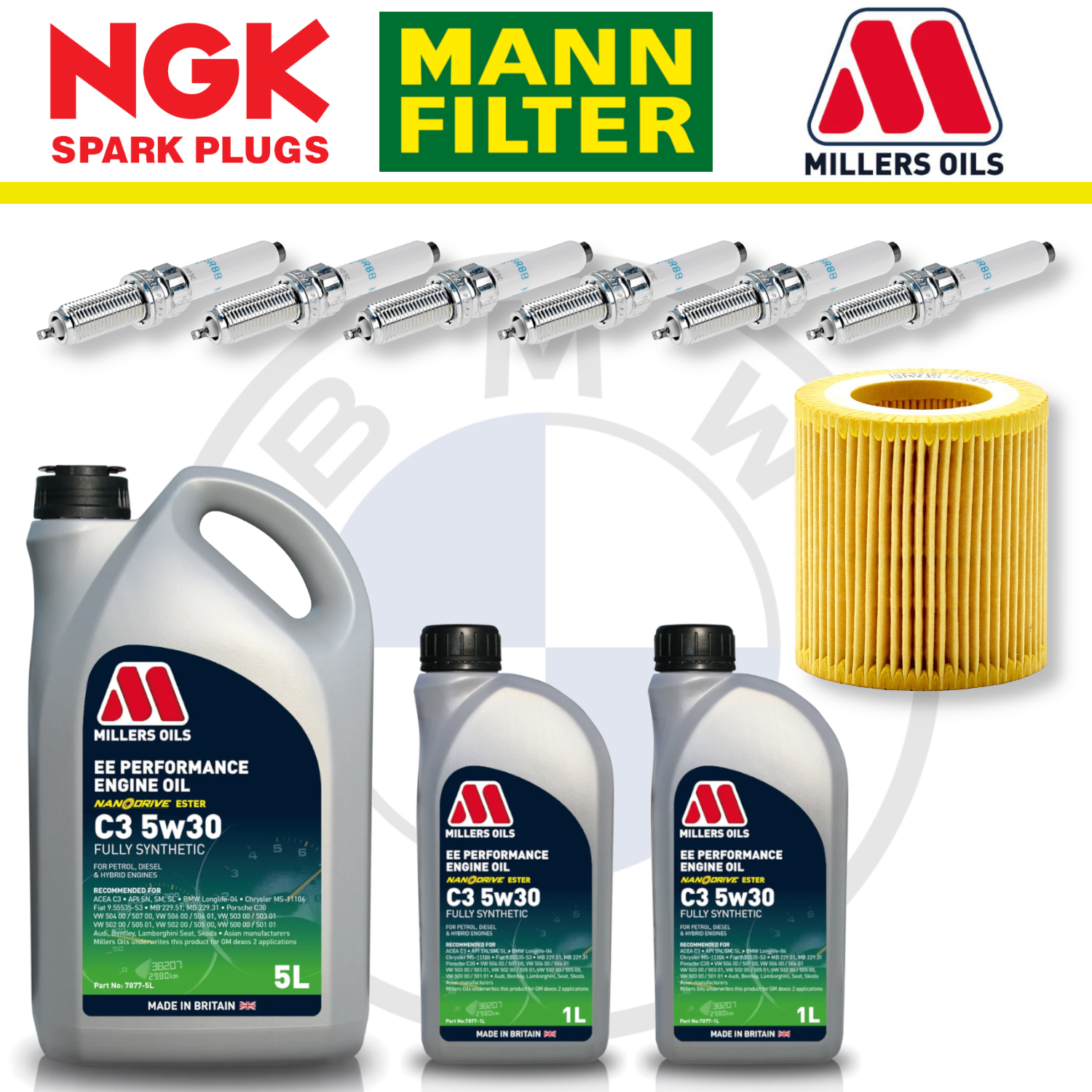 BMW M2 M3 M4 S55 F87 F80 F82 Home Service Pack - Millers Oil Premium