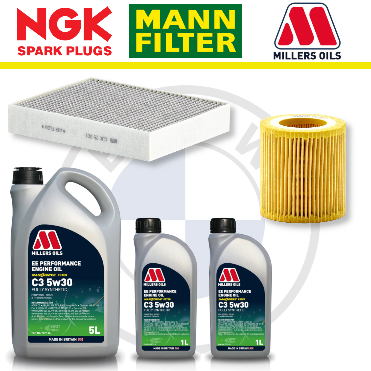 BMW M2 M3 M4 S55 F87 F80 F82 Home Service Pack - Millers Oil Premium