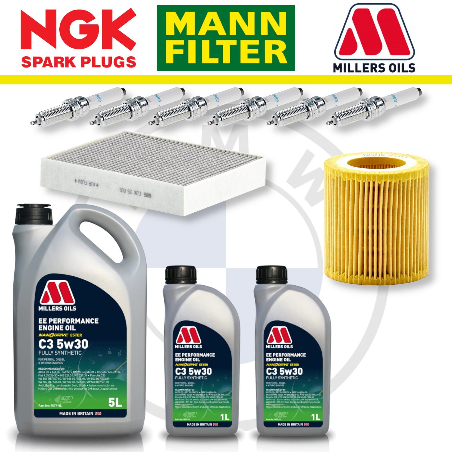 BMW M2 M3 M4 S55 F87 F80 F82 Home Service Pack - Millers Oil Premium