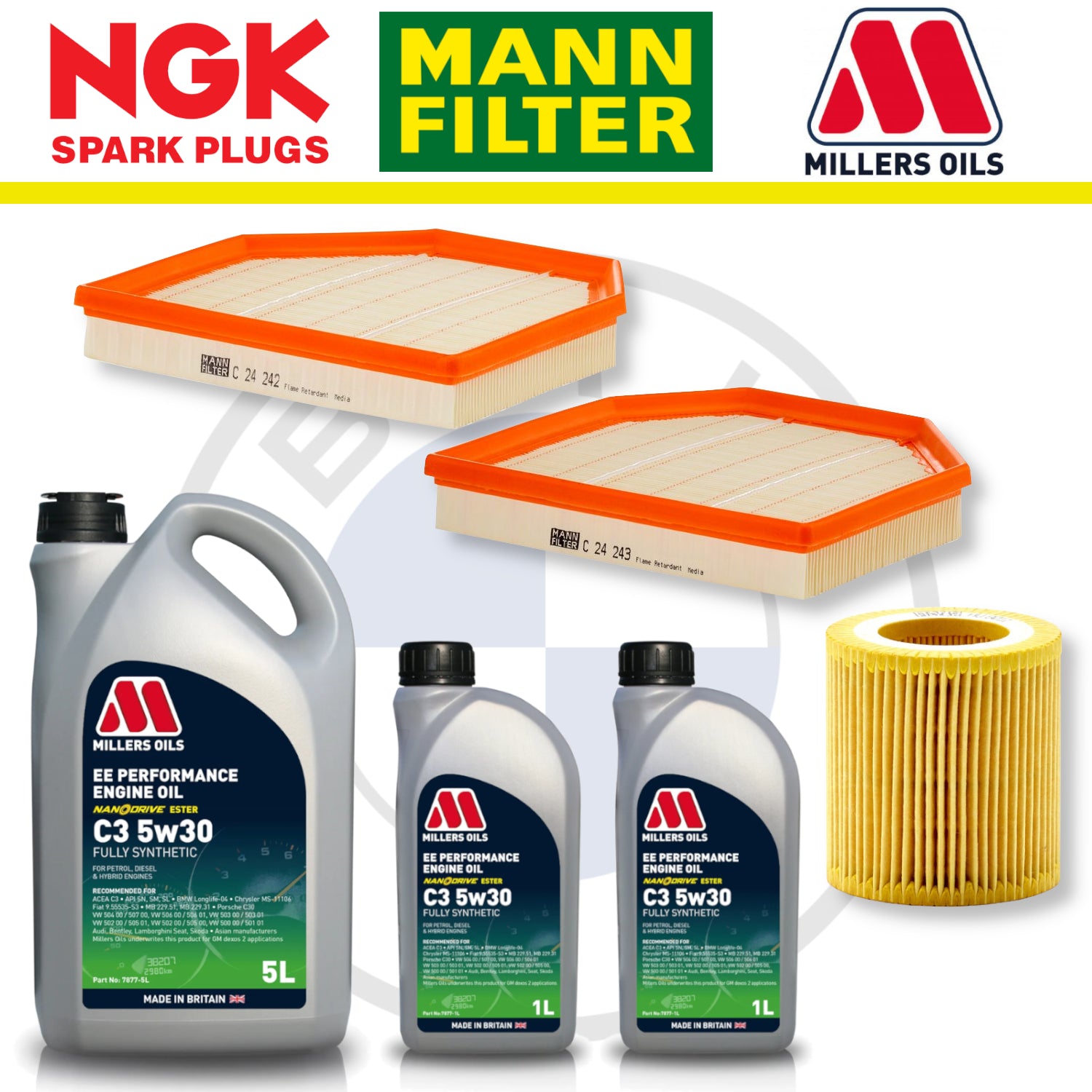 BMW M2 M3 M4 S55 F87 F80 F82 Home Service Pack - Millers Oil Premium