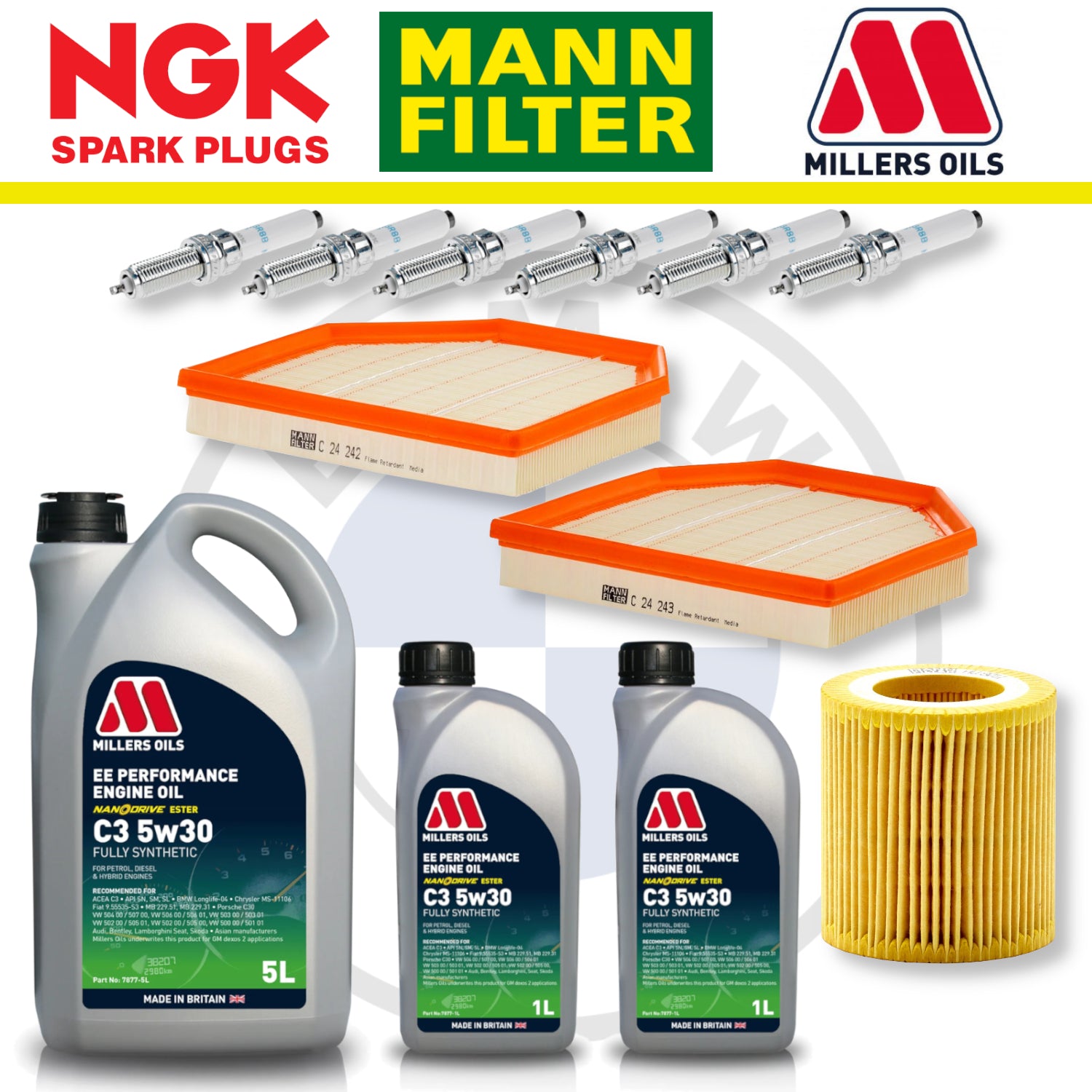 BMW M2 M3 M4 S55 F87 F80 F82 Home Service Pack - Millers Oil Premium