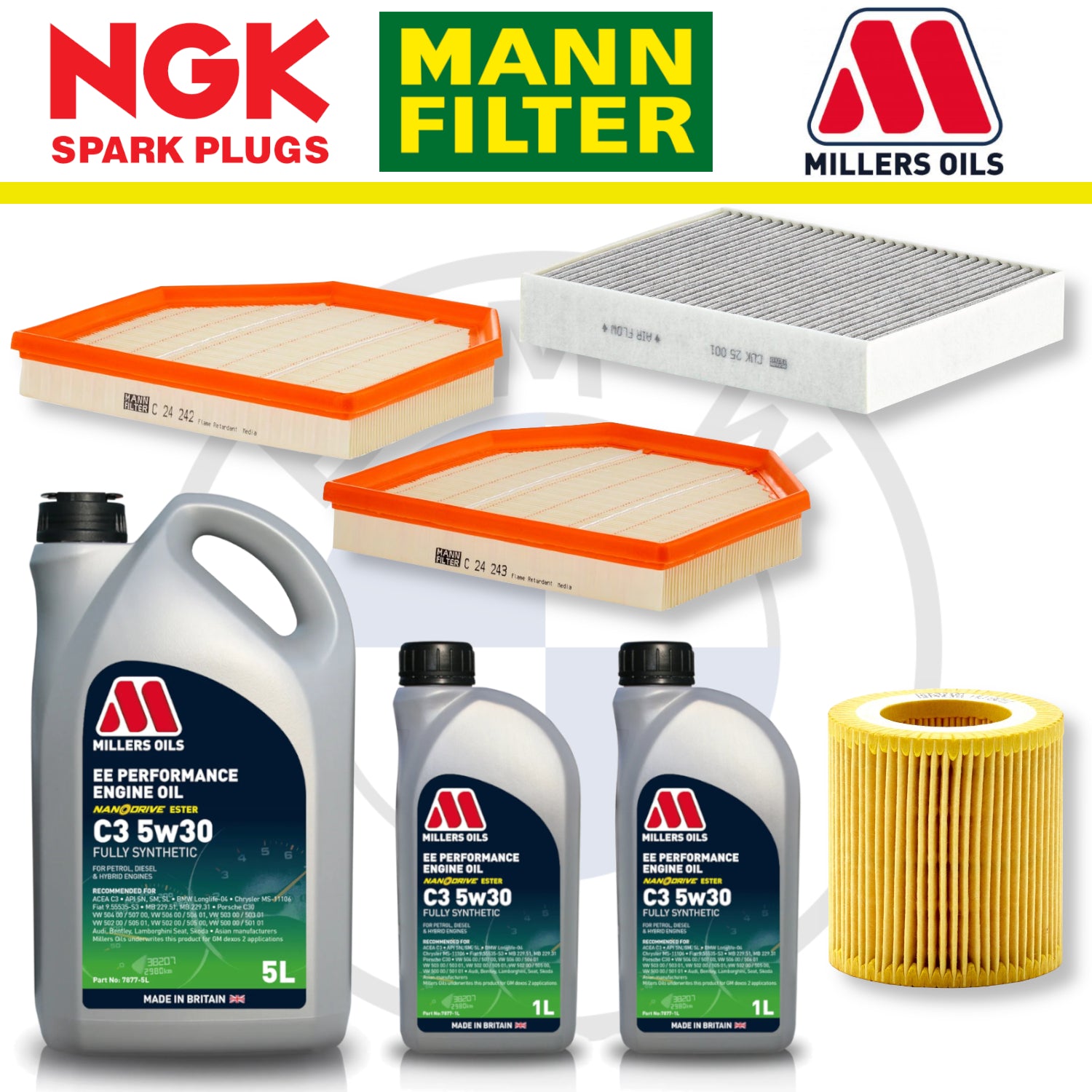 BMW M2 M3 M4 S55 F87 F80 F82 Home Service Pack - Millers Oil Premium