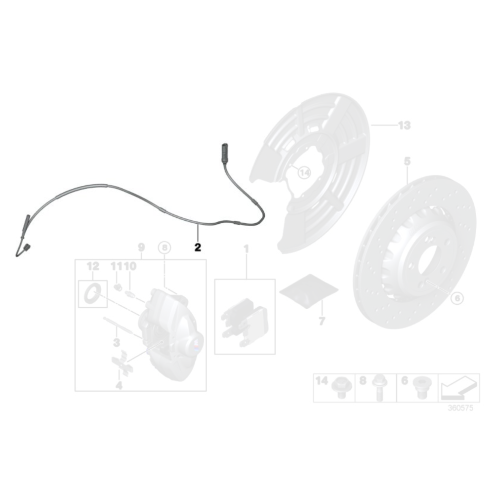 Sensor de desgaste de pastillas de freno traseras original de BMW - BMW 335i, 340i F30/F31, 435i, 440i F32/F33