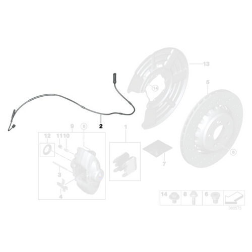 Capteur d'usure des plaquettes de frein arrière d'origine BMW - BMW M3 F80 M4 F82/F83