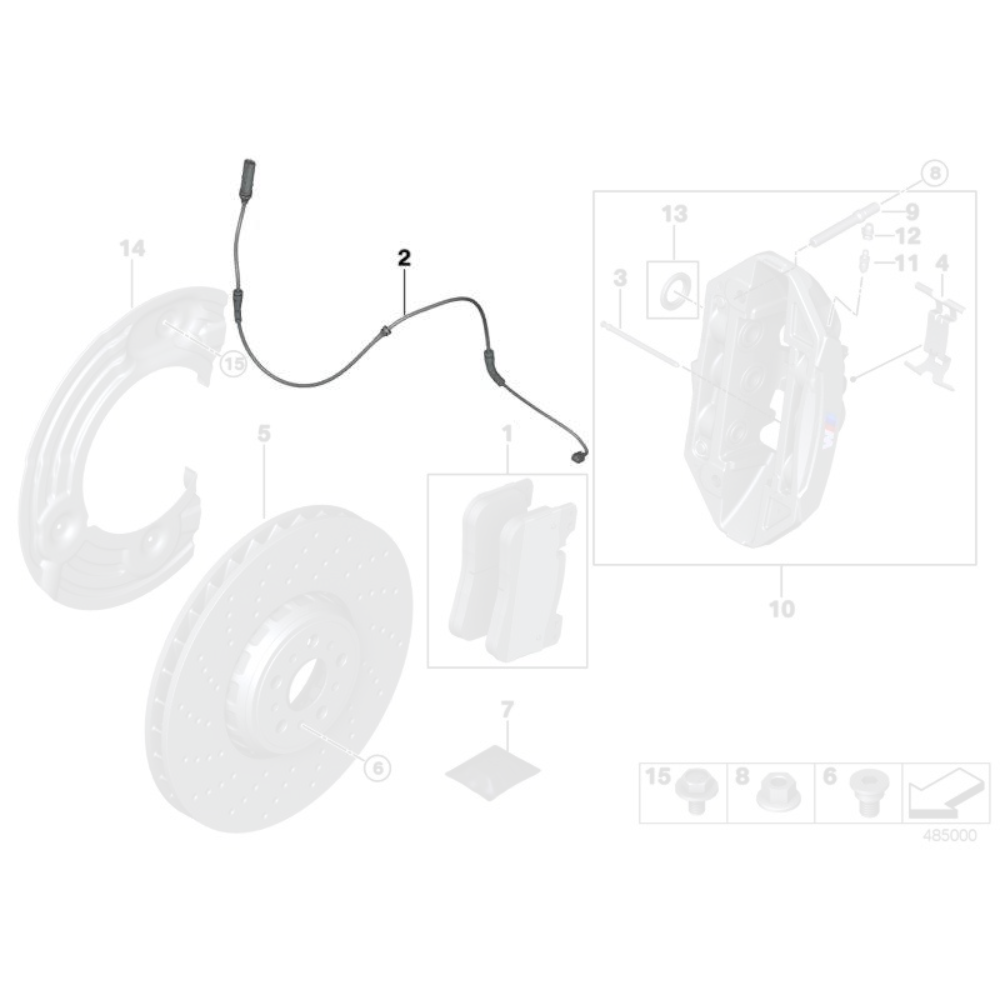 Capteur d'usure des plaquettes de frein avant BMW d'origine - BMW M5 F90 M8 F91/F92/F93