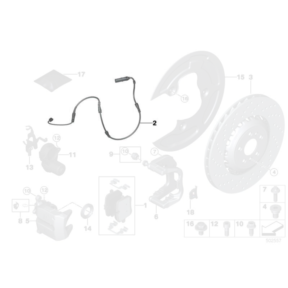 Sensor de desgaste de pastillas de freno traseras original de BMW - BMW X5M F95 X6M F96