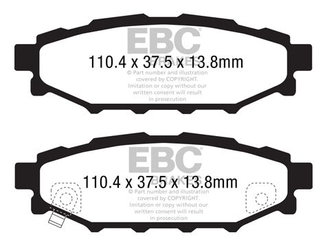 Plaquettes de frein arrière hautes performances EBC Bluestuff pour Toyota GT86 