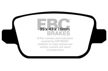 EBC Yellowstuff Ford Focus RS Mk2 Rear Performance Brake Pads DP41933R