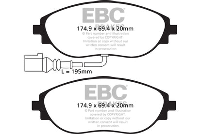 EBC Yellowstuff VW Golf R Mk7 Front Performance Brake Pads DP42127R