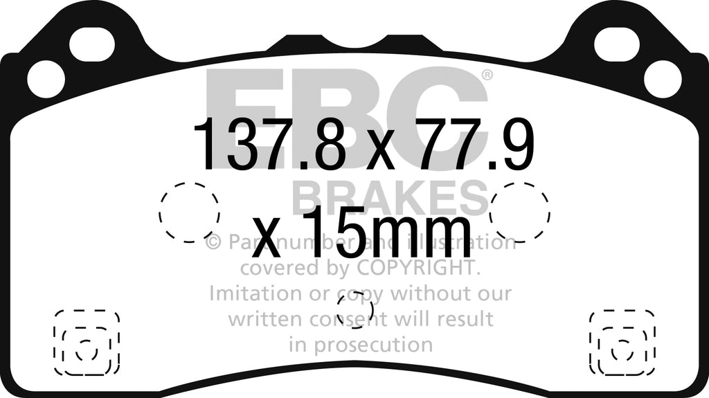Plaquettes de frein avant hautes performances EBC Racing RP-X pour Ford Focus RS Mk3 DP82274RPX 