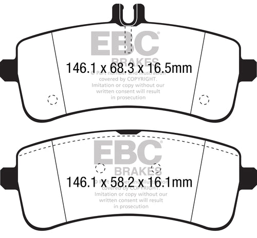 Plaquettes de frein arrière hautes performances EBC Bluestuff pour Mercedes C63 W205 DP52350NDX 