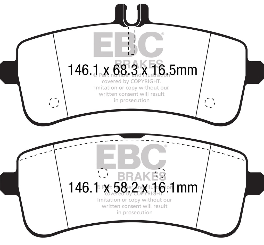Plaquettes de frein arrière hautes performances EBC Bluestuff pour Mercedes AMG GT DP52350NDX 