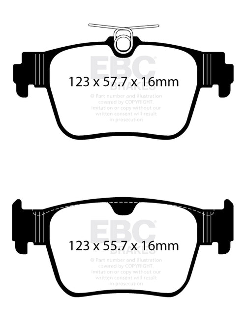 Pastillas de freno traseras de alto rendimiento EBC Yellowstuff para VW Golf R Mk8 DP42438R 