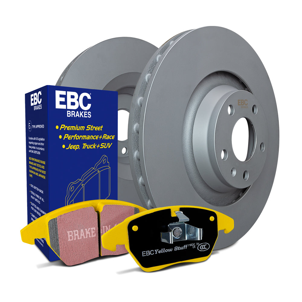 EBC Renault Megane RS Mk3 250/265/275 Front Brake Disc & Pad Combo Deal - Plain Premium OE / Yellowstuff (Fast Road) / No Brake Fluid