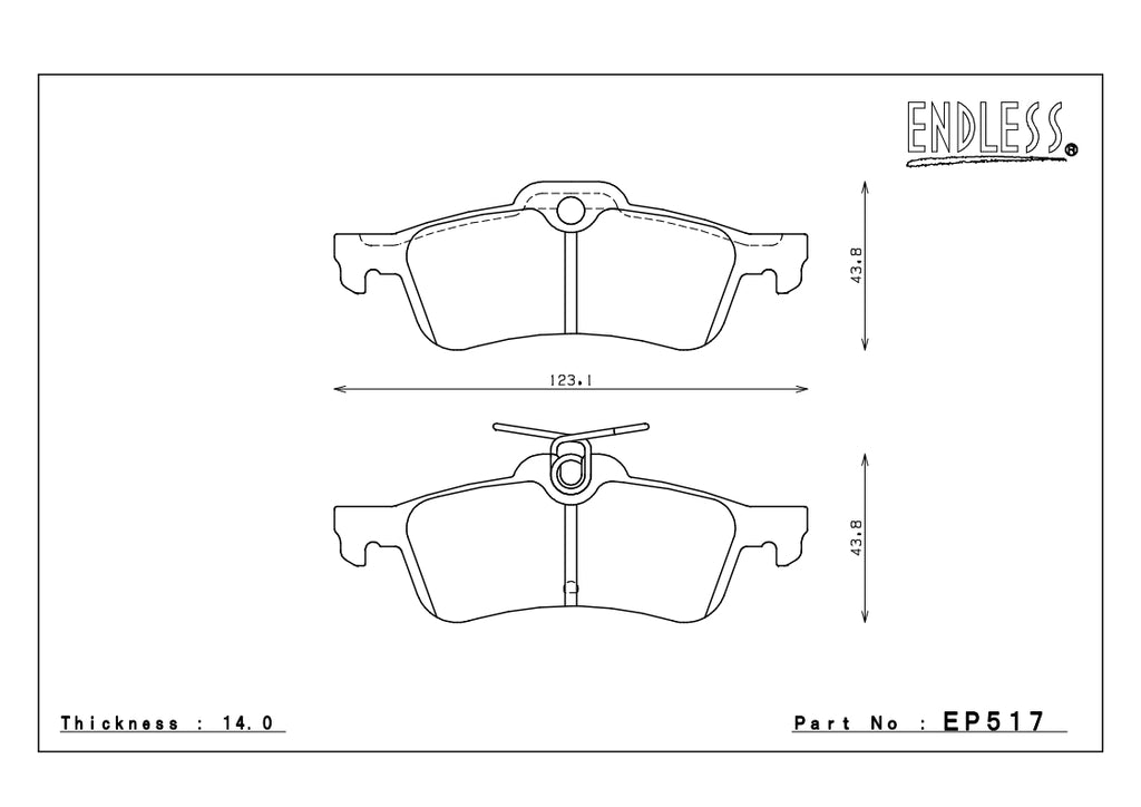 Endless MX72 Honda Civic Type R FK2 Rear Performance Brake Pads EP517
