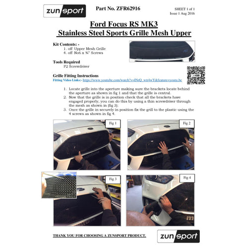 Zunsport Ford Focus RS MK3 - Upper Grille