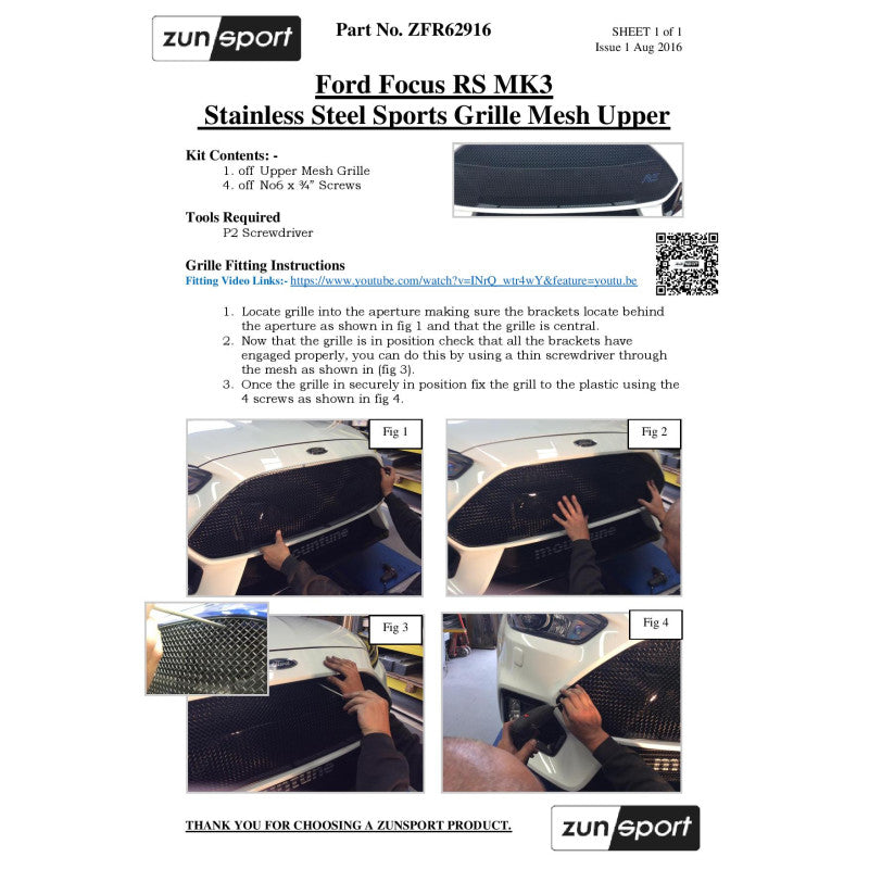 Zunsport Ford Focus RS MK3 - Full Grille Set