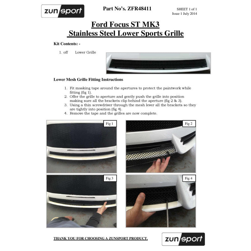 Zunsport Ford Focus ST MK3 - Conjunto completo de parrillas