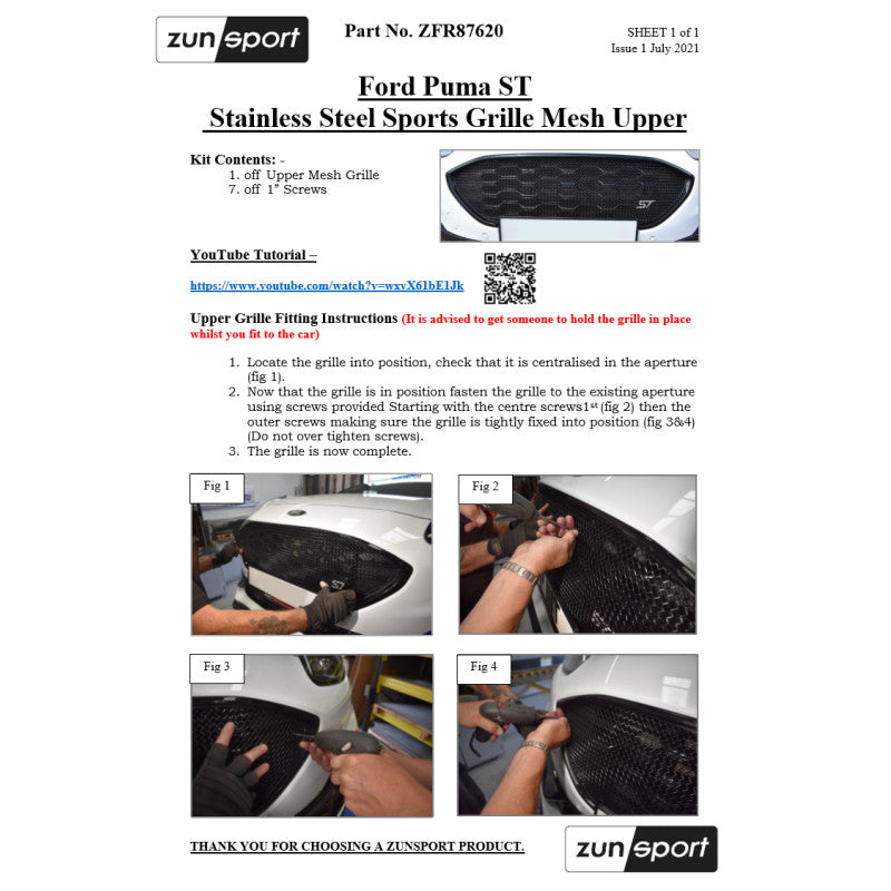 Zunsport Ford Puma ST - Upper Grille