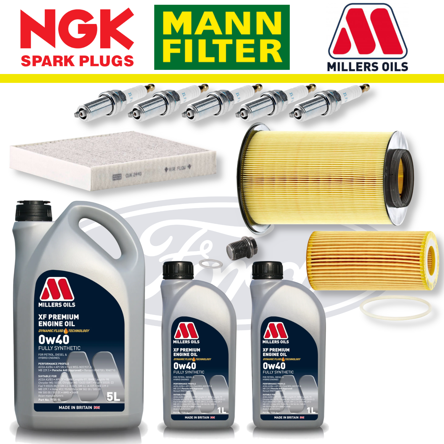 Ford Focus RS Mk2 2.5 Duratec Home Service Pack - Millers Oil Premium