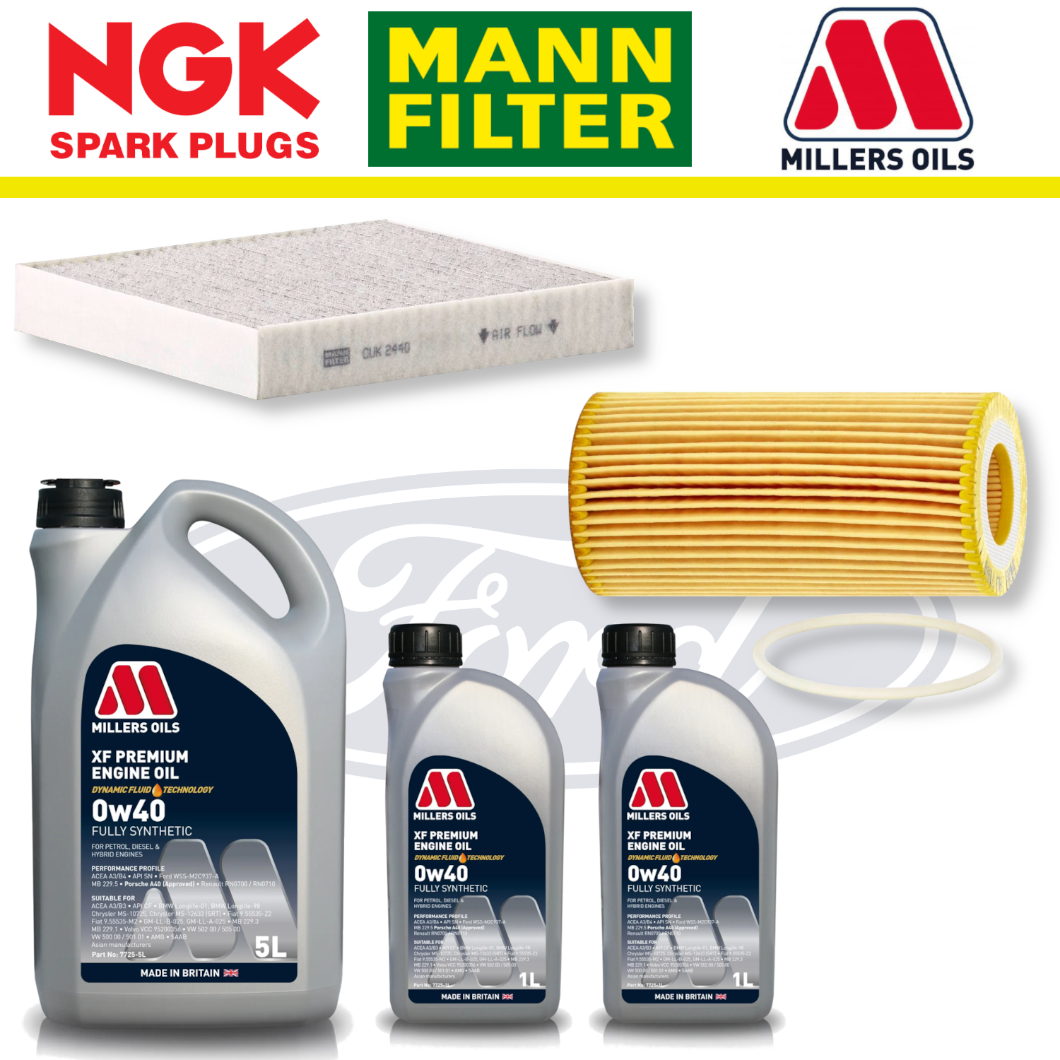 Ford Focus RS Mk2 2.5 Duratec Home Service Pack - Millers Oil Premium