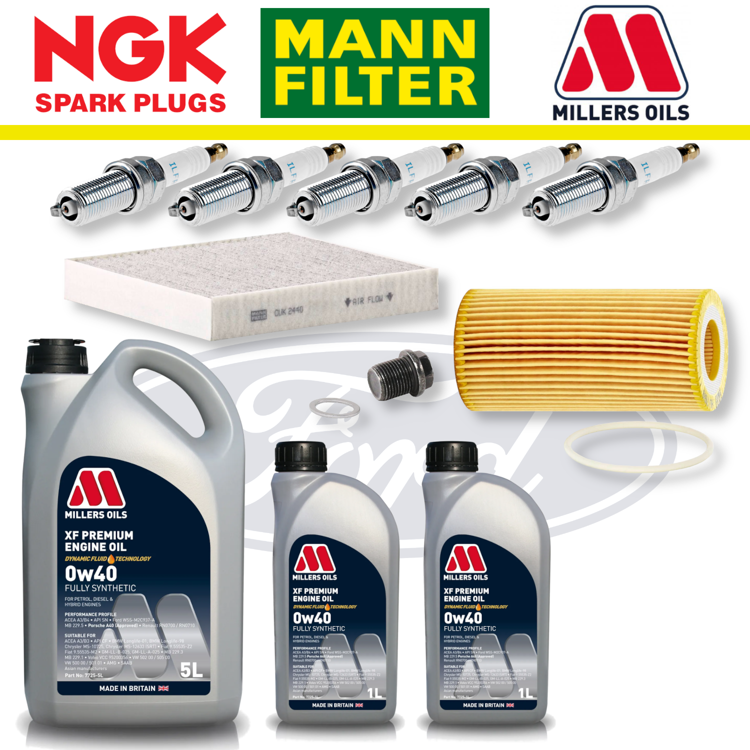 Ford Focus RS Mk2 2.5 Duratec Home Service Pack - Millers Oil Premium