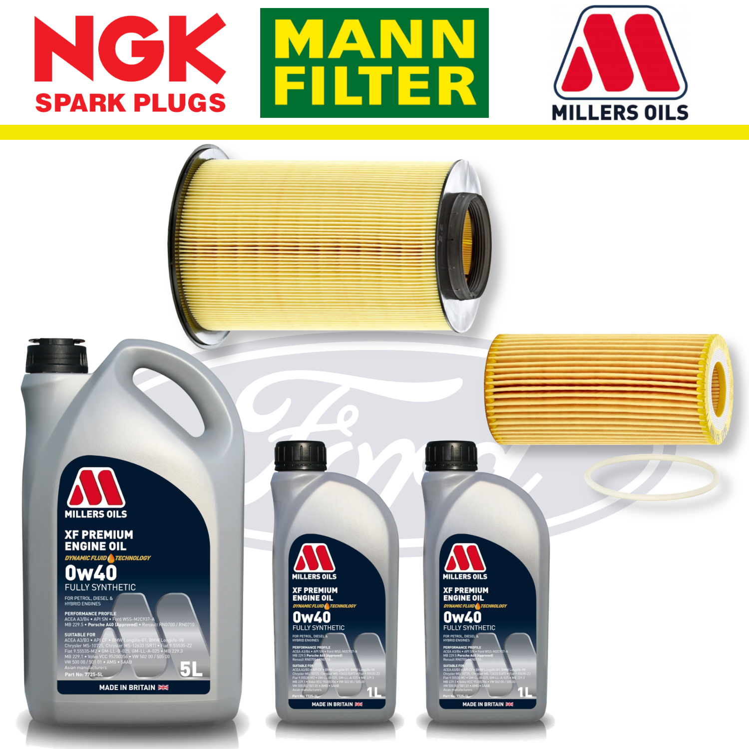 Ford Focus RS Mk2 2.5 Duratec Home Service Pack - Millers Oil Premium